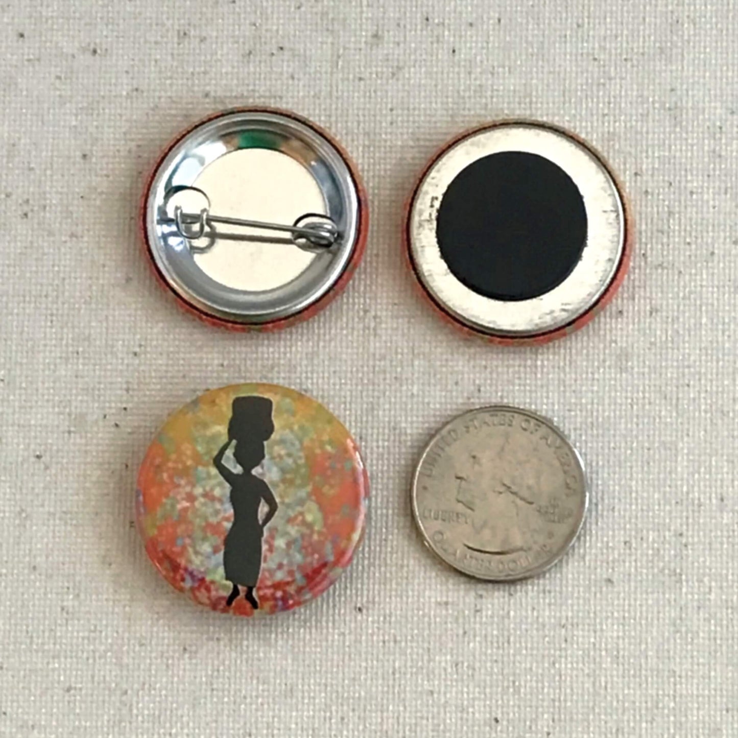 African Woman Proud Black Woman Pin Buttons and Magnet Set of 3 Inspirational Empowerment