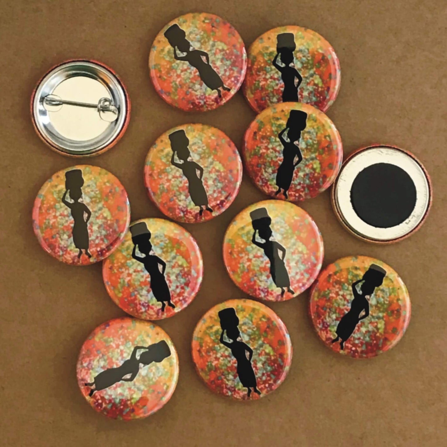 African Woman Proud Black Woman Pin Buttons and Magnet Set of 3 Inspirational Empowerment
