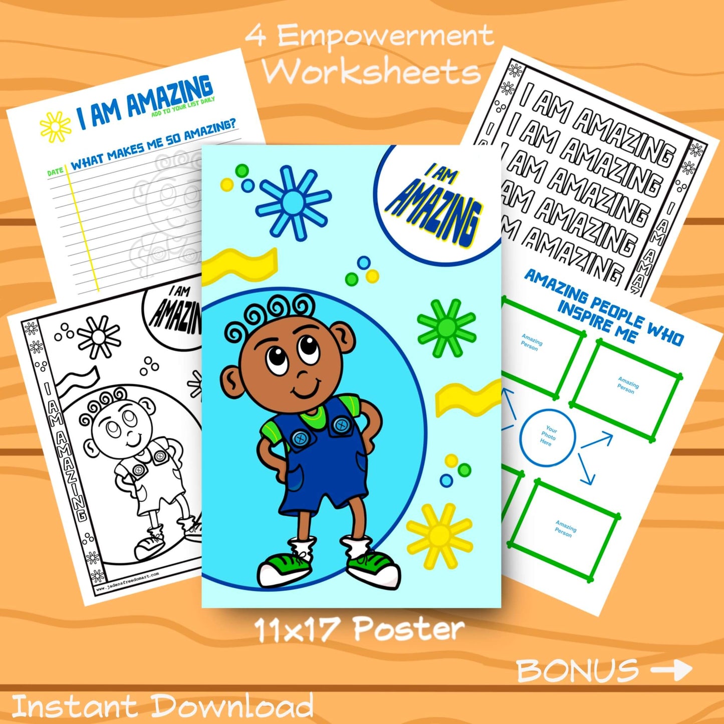 Boy Positive Image Printable Poster 4 Inspirational Worksheets Motivational Activities Encouragement Sheets