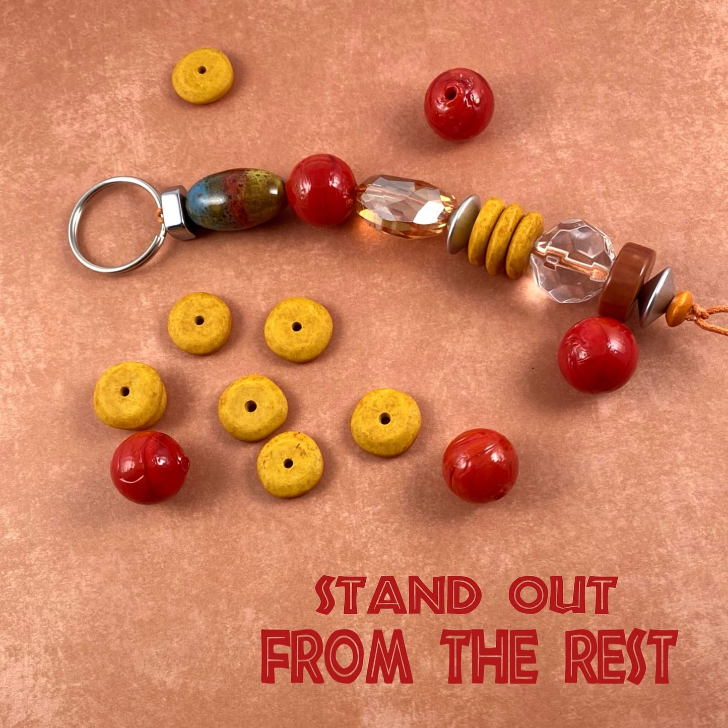 Jewelry Beaded Handmade Keychain Glass Metal Beads Purse Charm Backpack Accessories Planner Charm