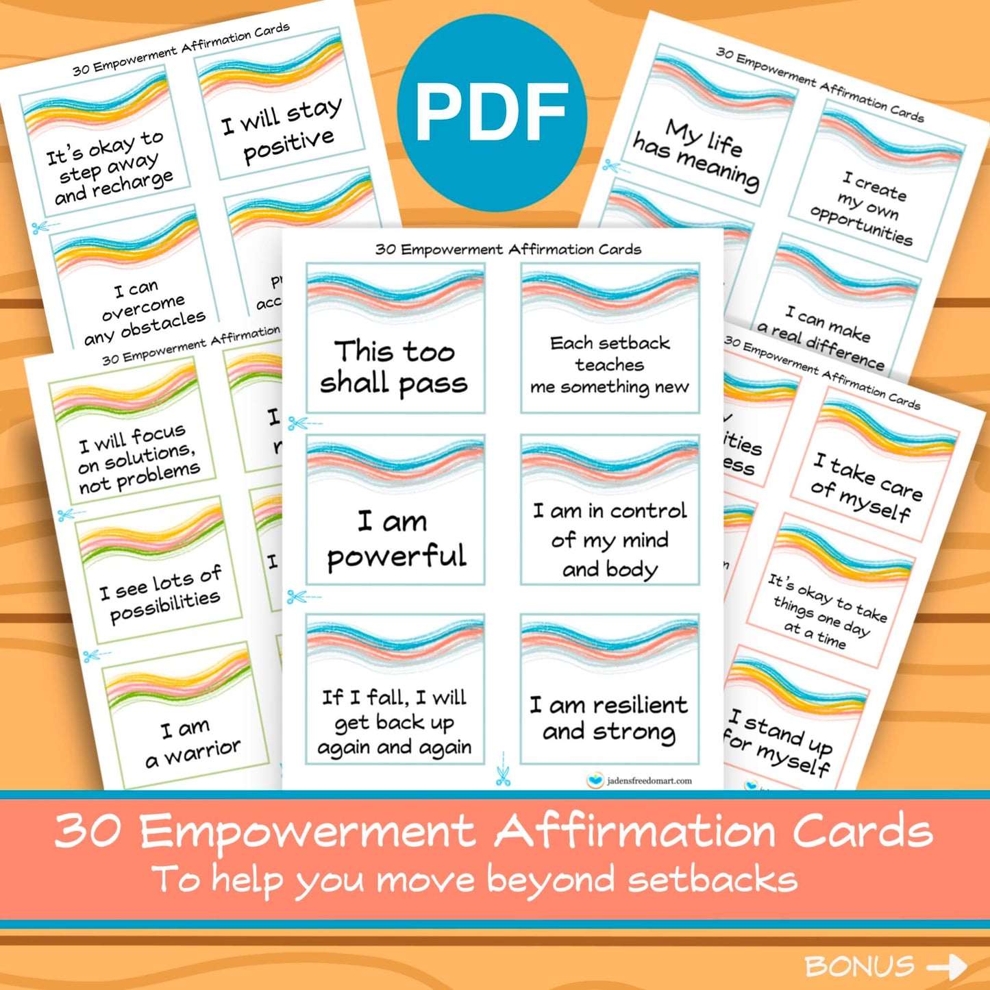 30 Empowerment Affirmation Cards for Overcoming Setbacks Printable Positive Cards for Women and Men Inspirational Motivational Cards Boho Powerful Deck