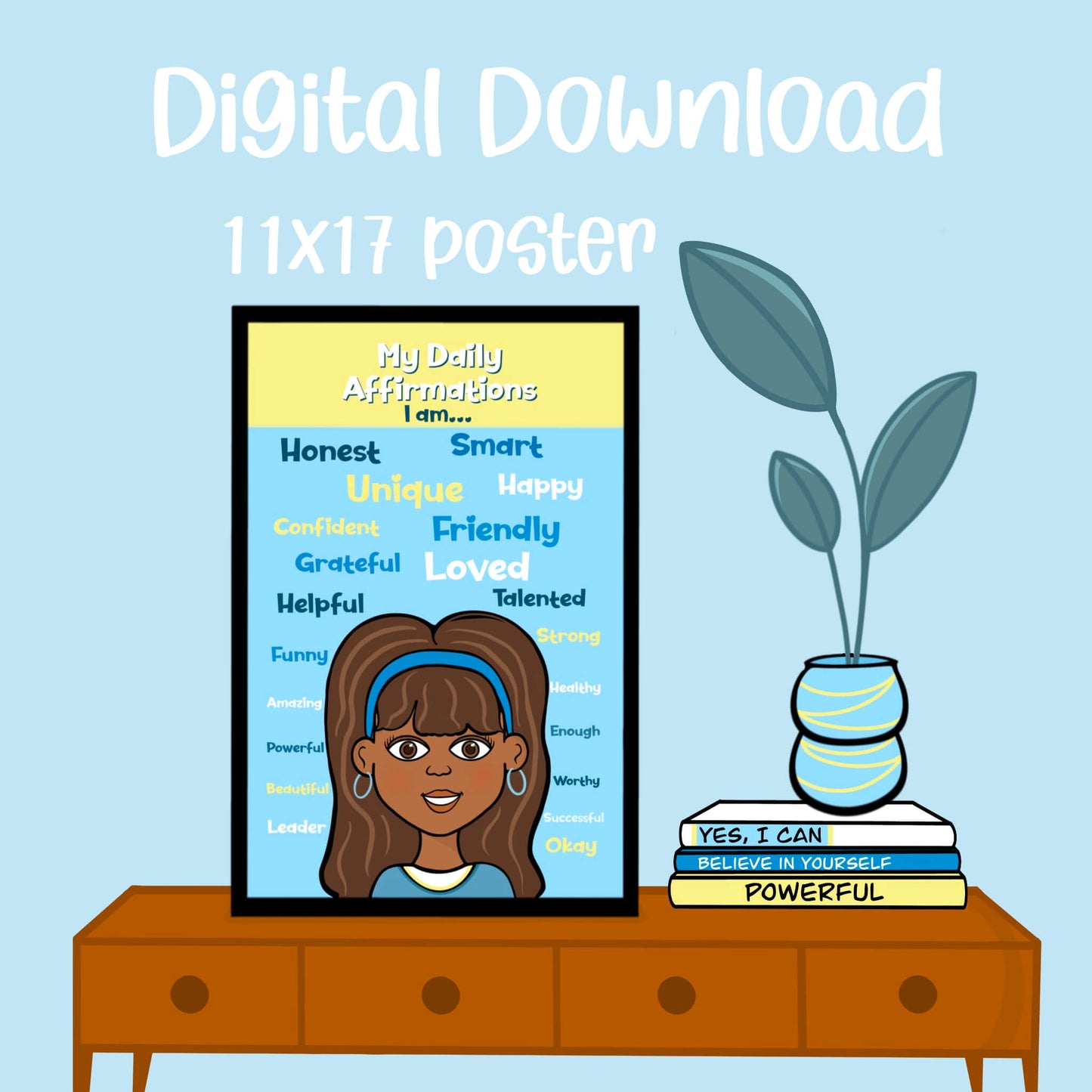 Positive Self Talk Poster Daily Affirmations Negative to Positive Worksheet School Motivational Wall Print