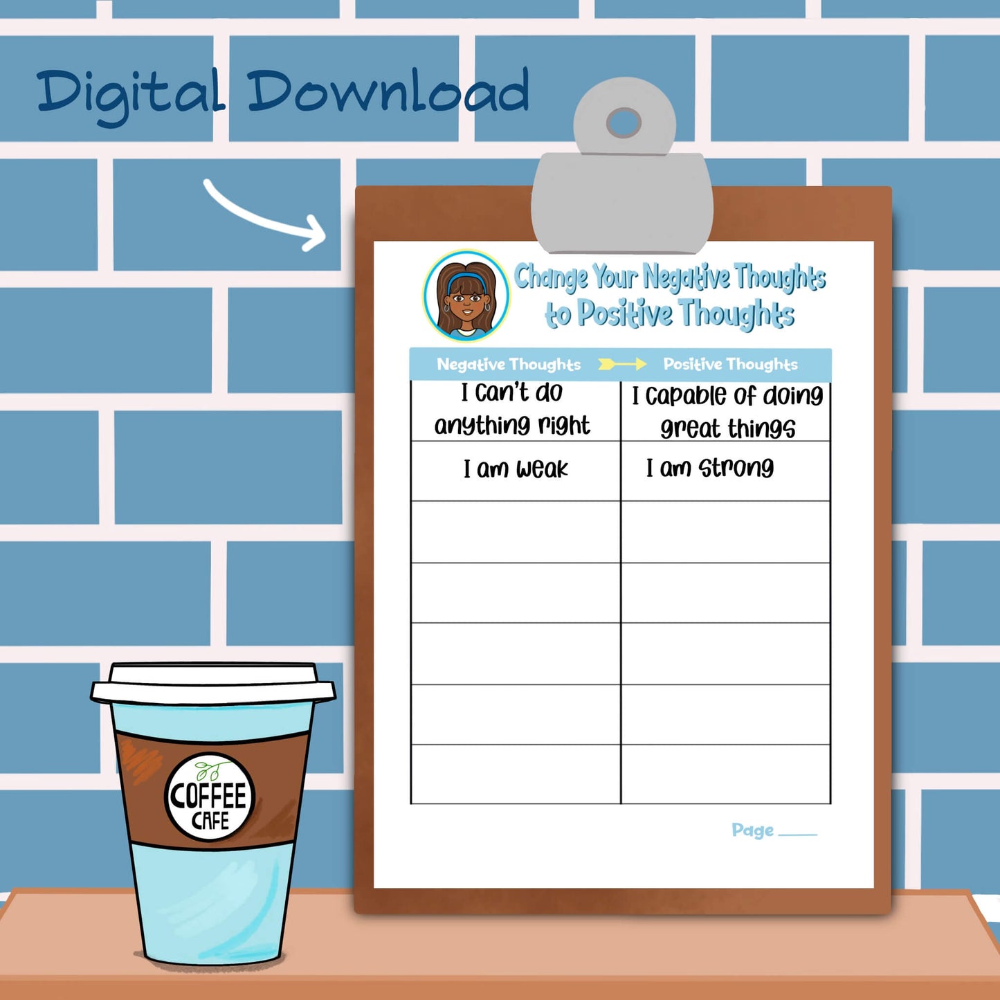 Positive Self Talk Poster Daily Affirmations Negative to Positive Worksheet School Motivational Wall Print