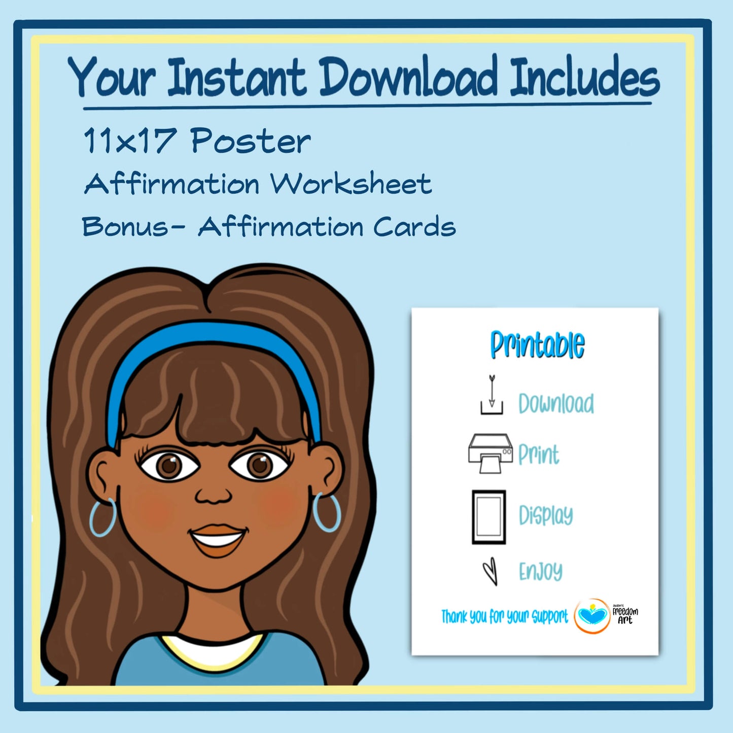 Positive Self Talk Poster Daily Affirmations Negative to Positive Worksheet School Motivational Wall Print
