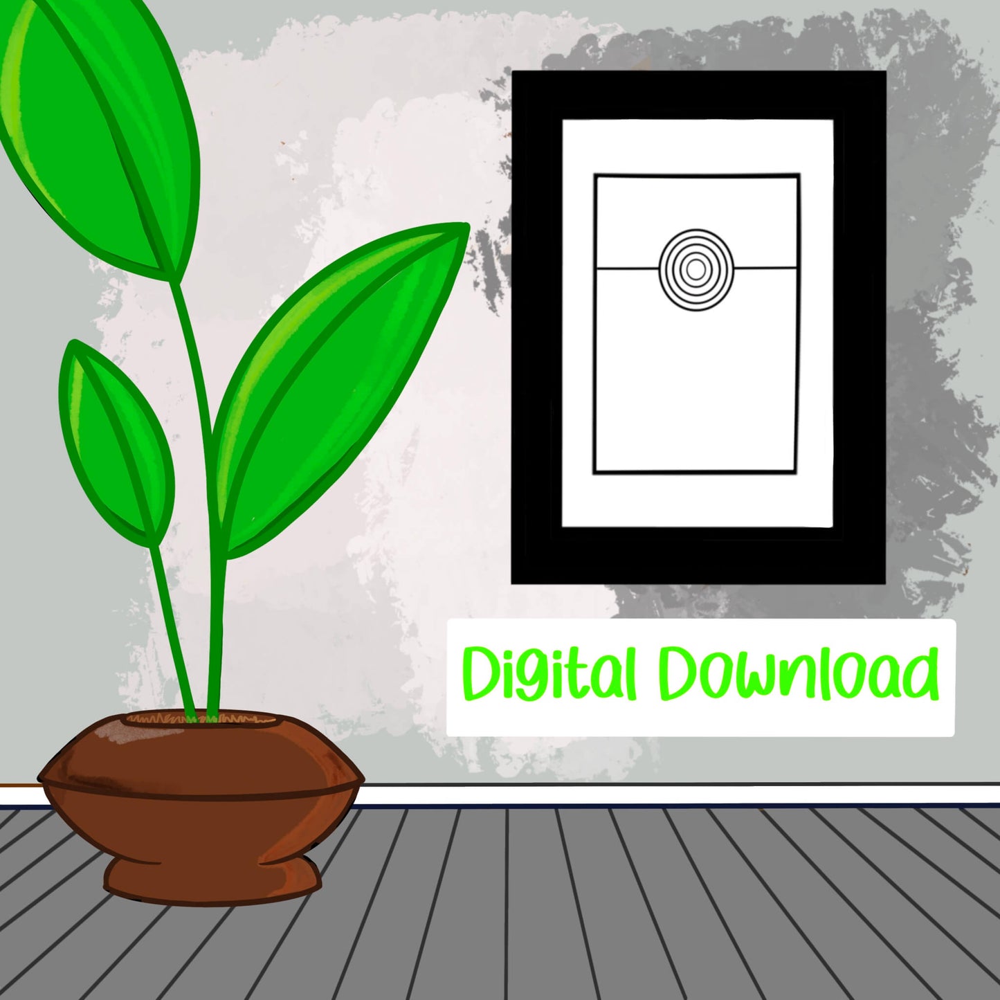 Minimalist Abstract Black and White Circles Printable Art for Home or Office Wall Decor