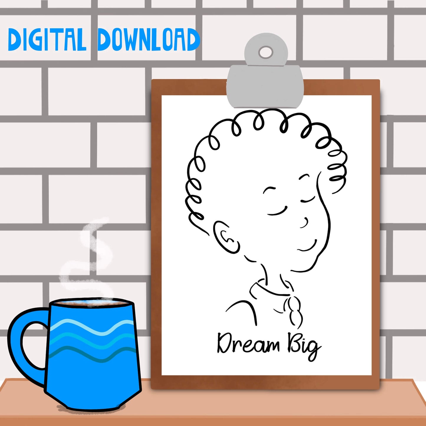 Line Art Drawing Digital Download Art Schoolboy Print Kids Wall Decor Inspirational Image