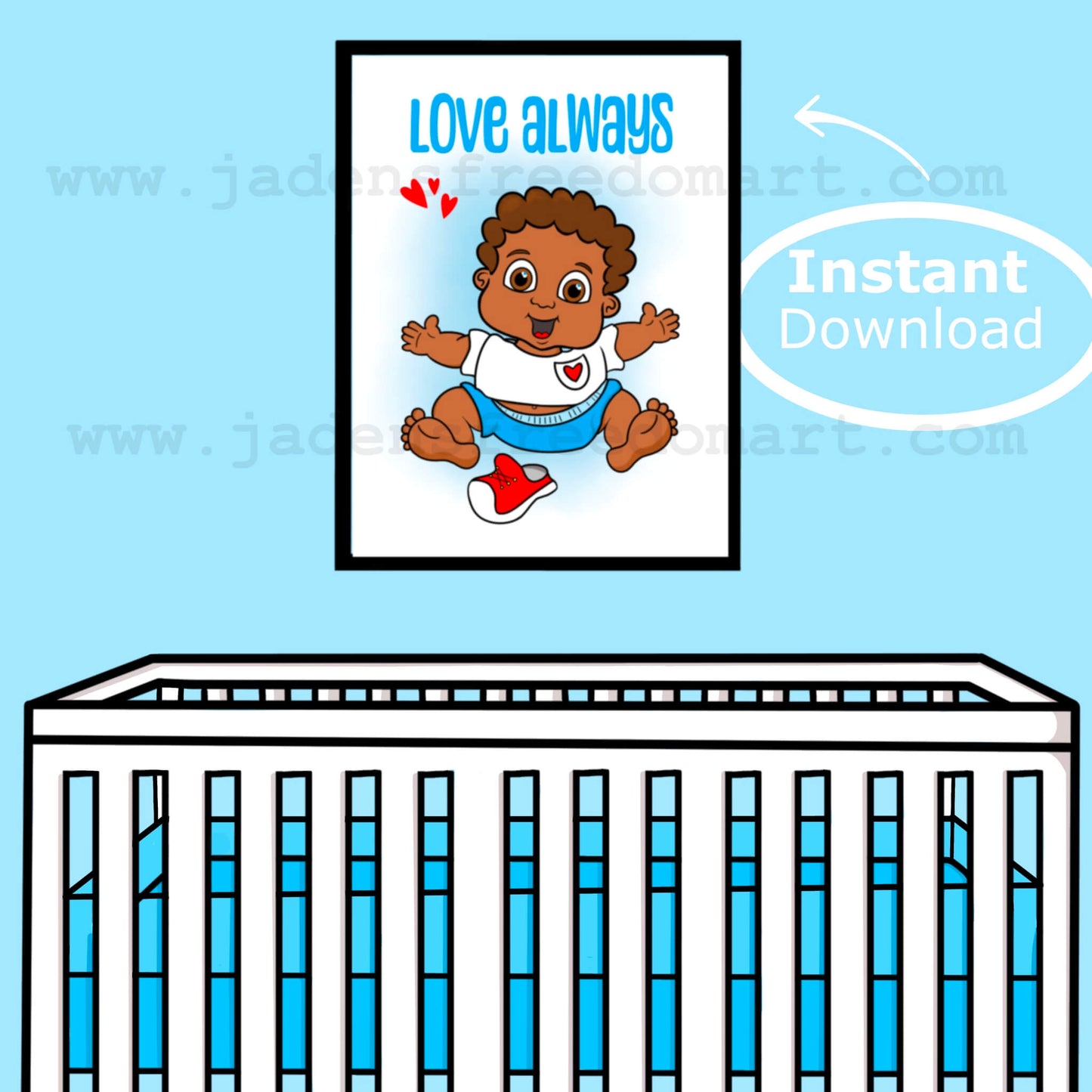 Nursery Printable Boy Wall Art African American Baby Boy Children Bedroom Inspirational Decor
