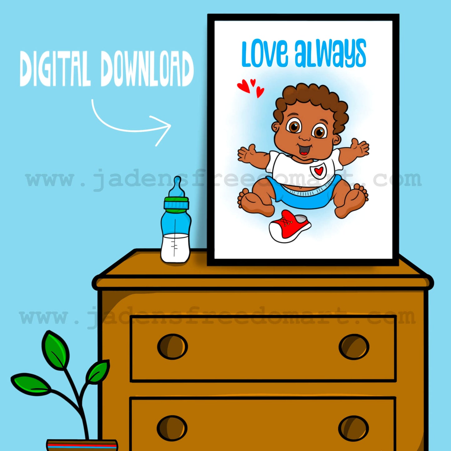 Nursery Printable Boy Wall Art African American Baby Boy Children Bedroom Inspirational Decor