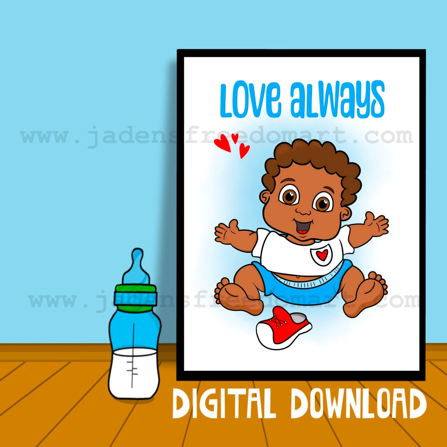 Nursery Printable Boy Wall Art African American Baby Boy Children Bedroom Inspirational Decor