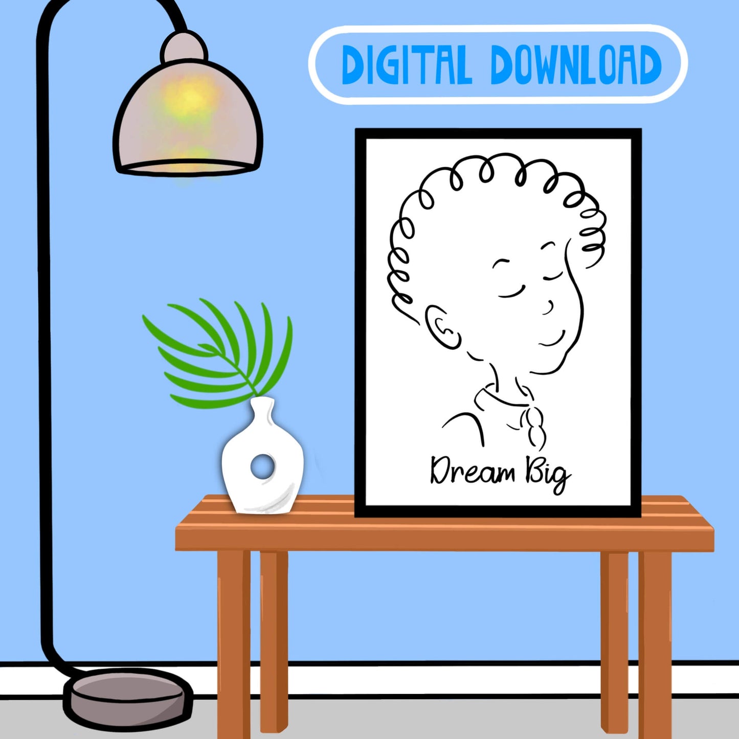 Line Art Drawing Digital Download Art Schoolboy Print Kids Wall Decor Inspirational Image