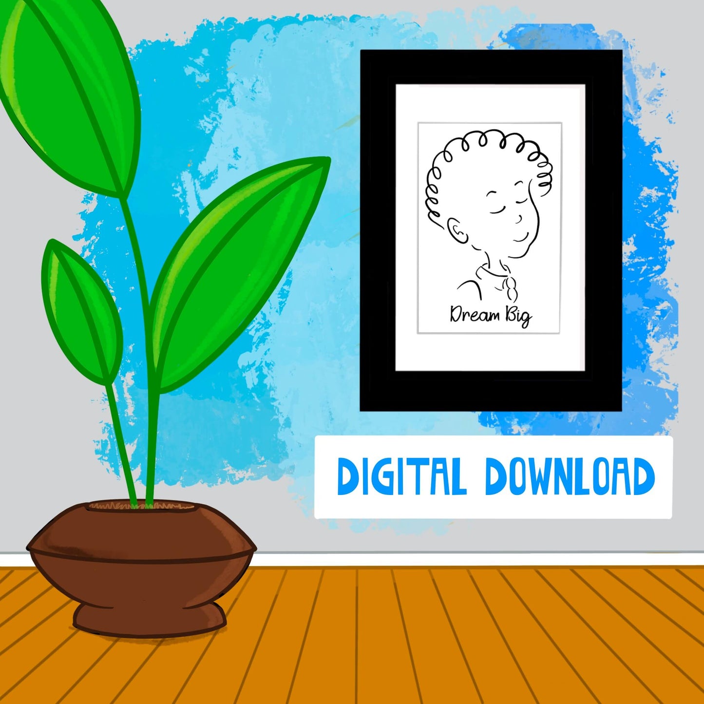Line Art Drawing Digital Download Art Schoolboy Print Kids Wall Decor Inspirational Image
