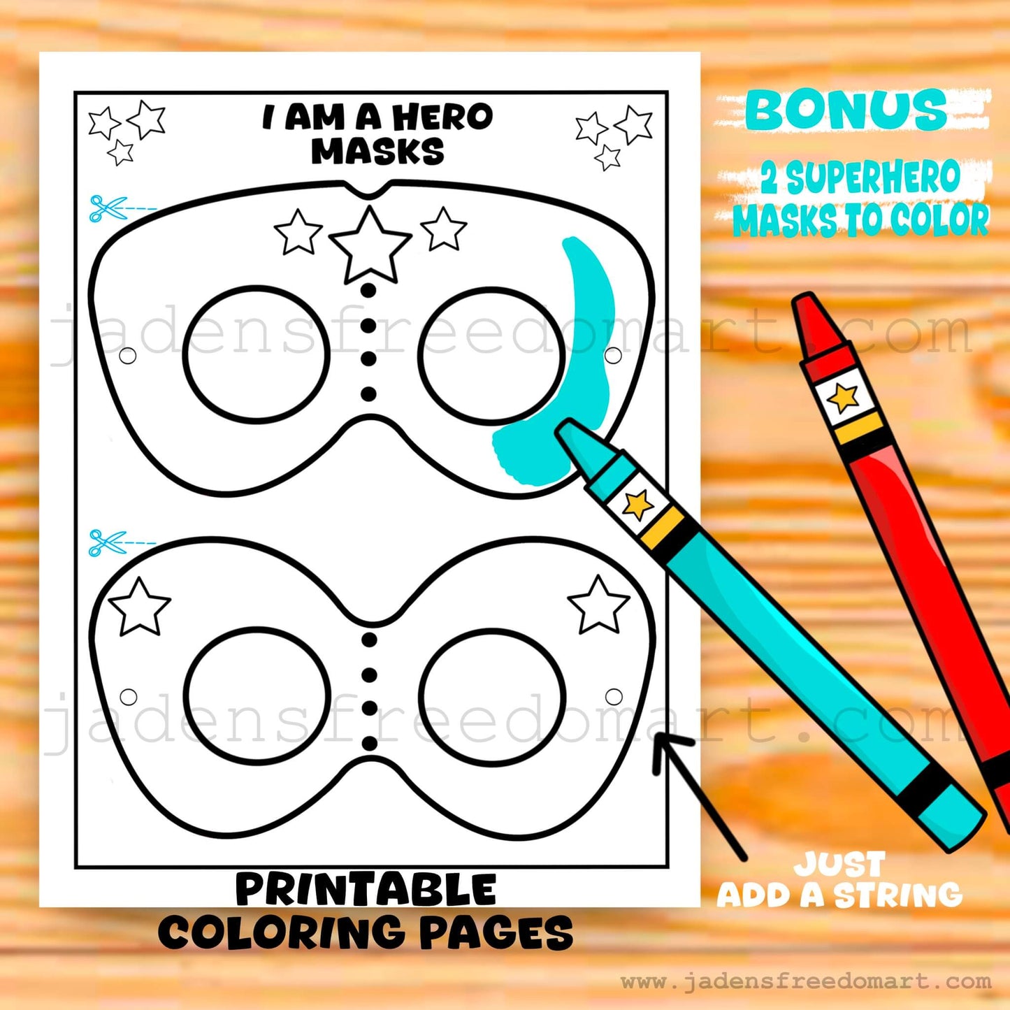 Printable Superhero Activity Pages for Kids I Am a Hero Coloring Page Masks Wristbands Worksheets Instant Download PDF