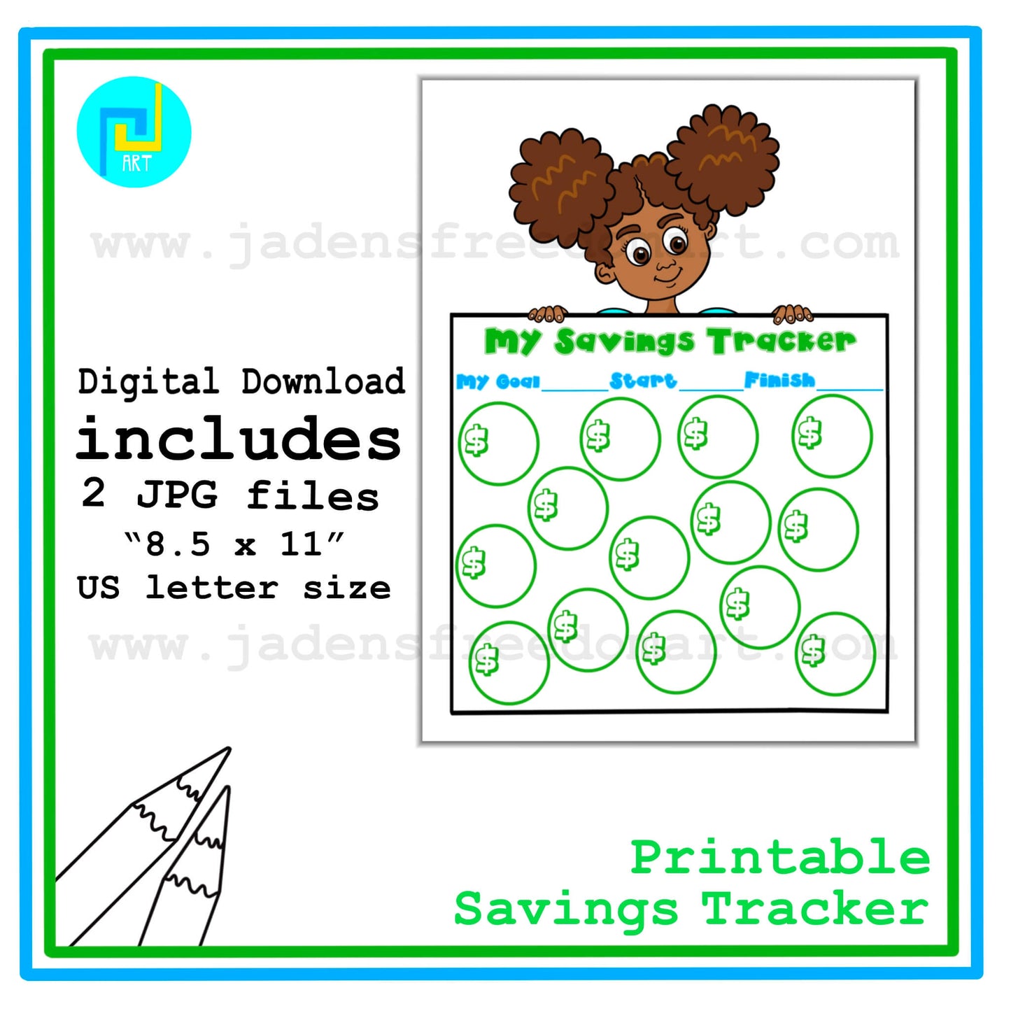 Savings Tracker for Kids Printable Savings Challenge Worksheet Digital Download Coloring Page