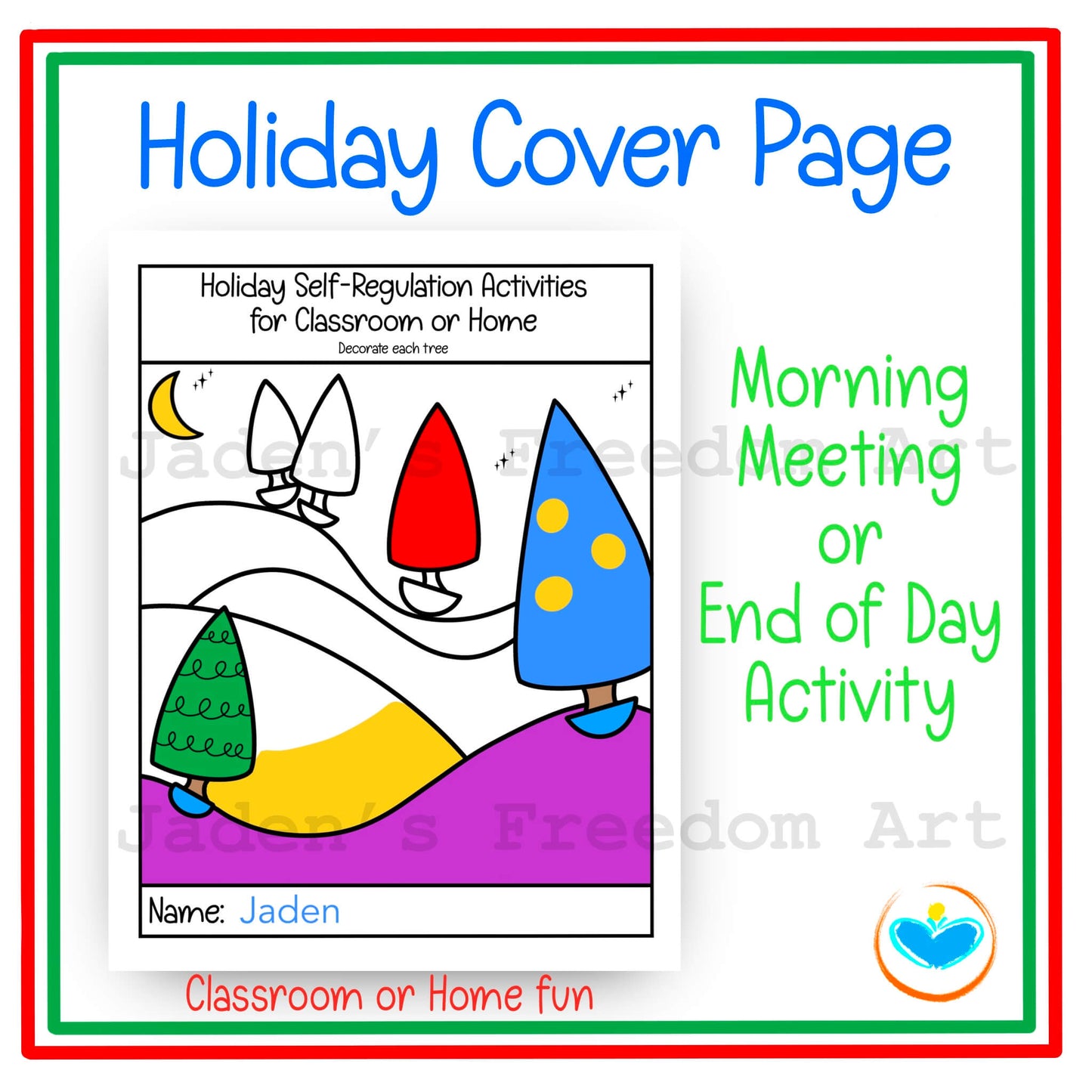Holiday SEL Printable for Self-Regulation & Emotional Management Grades 3-5 Kindness Checklist Daily Reflection Calm Coloring Pages