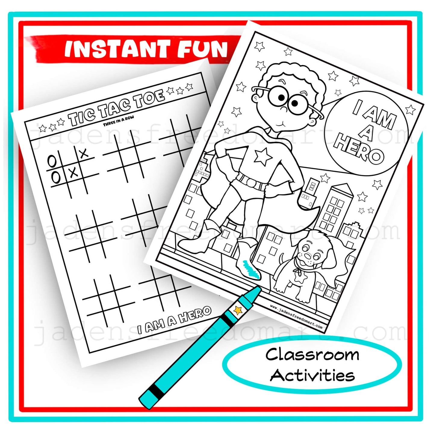Printable Superhero Activity Pages for Kids I Am a Hero Coloring Page Masks Wristbands Worksheets Instant Download PDF