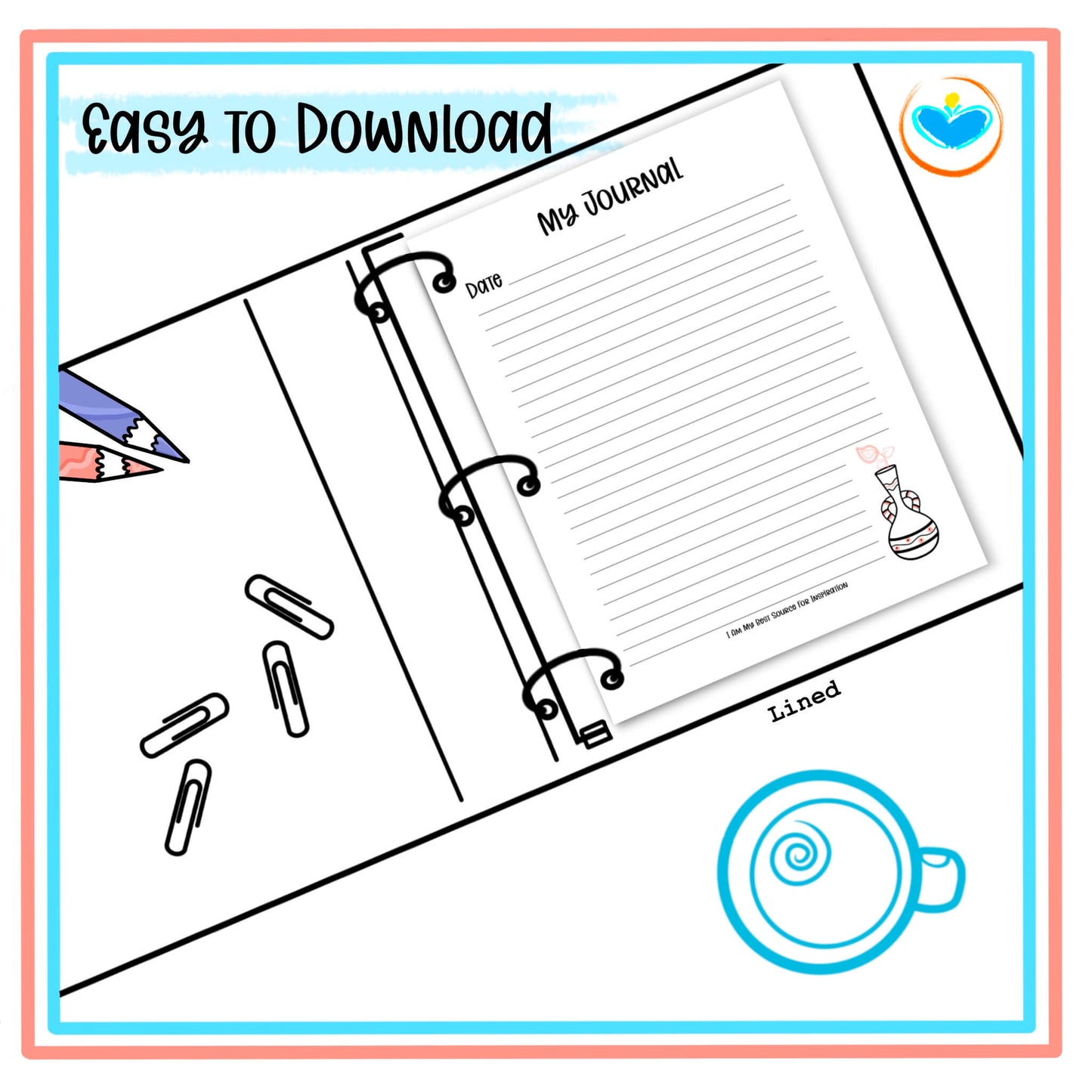 Inspirational Printable Stationery Lined Page Notetaking Writing Paper Journal Gratitude List
