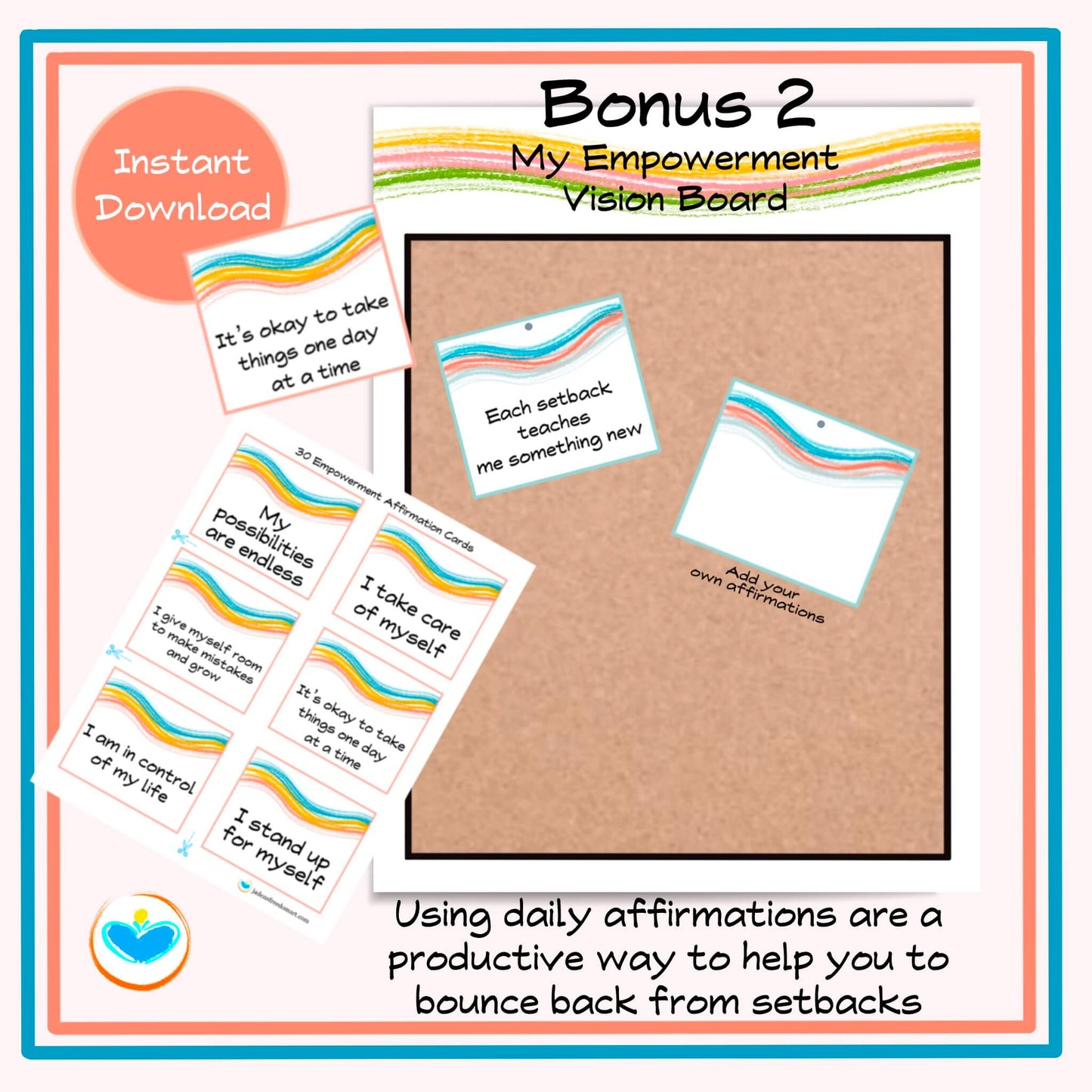 30 Empowerment Affirmation Cards for Overcoming Setbacks Printable Positive Cards for Women and Men Inspirational Motivational Cards Boho Powerful Deck