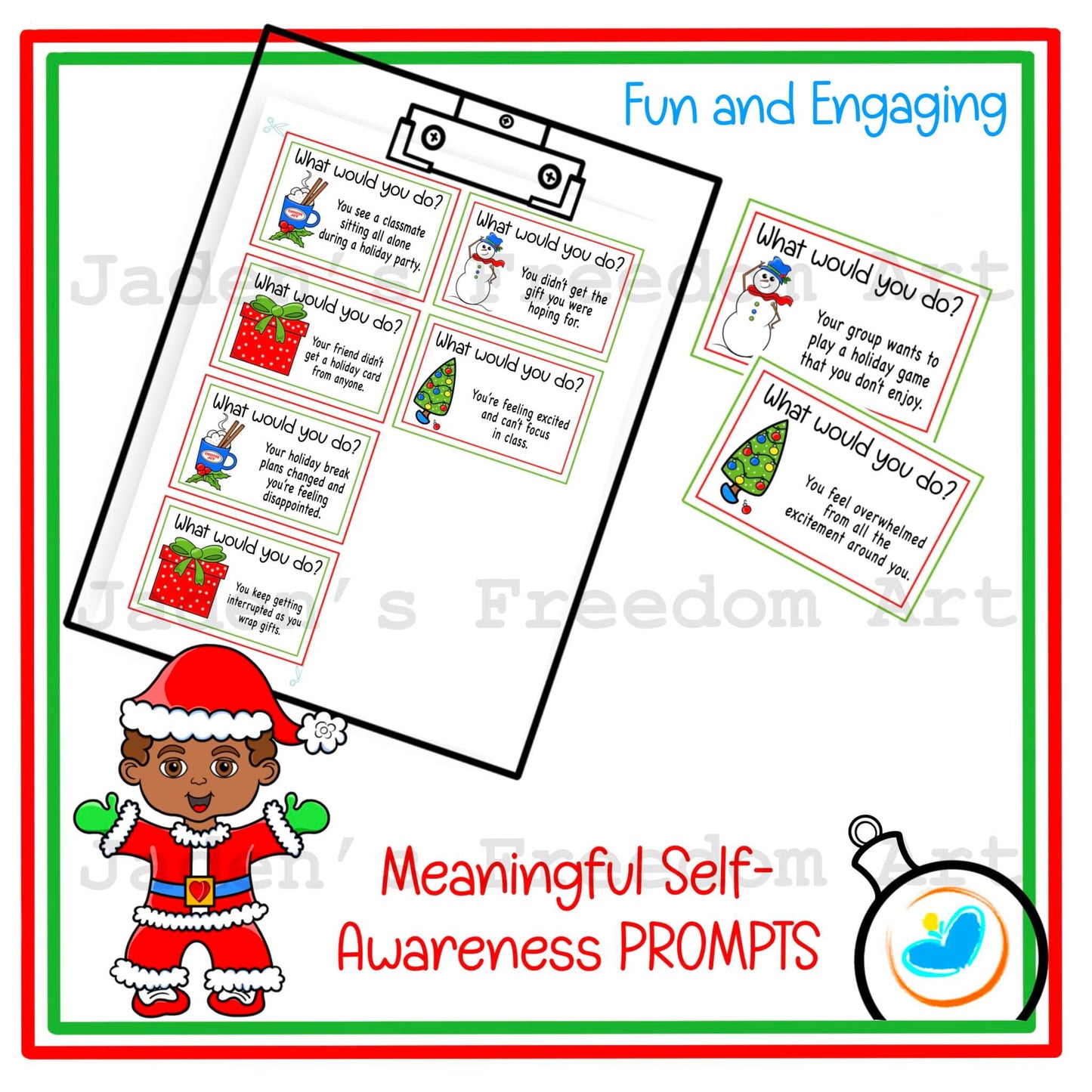 Holiday SEL Printable for Self-Regulation & Emotional Management Grades 3-5 Kindness Checklist Daily Reflection Calm Coloring Pages
