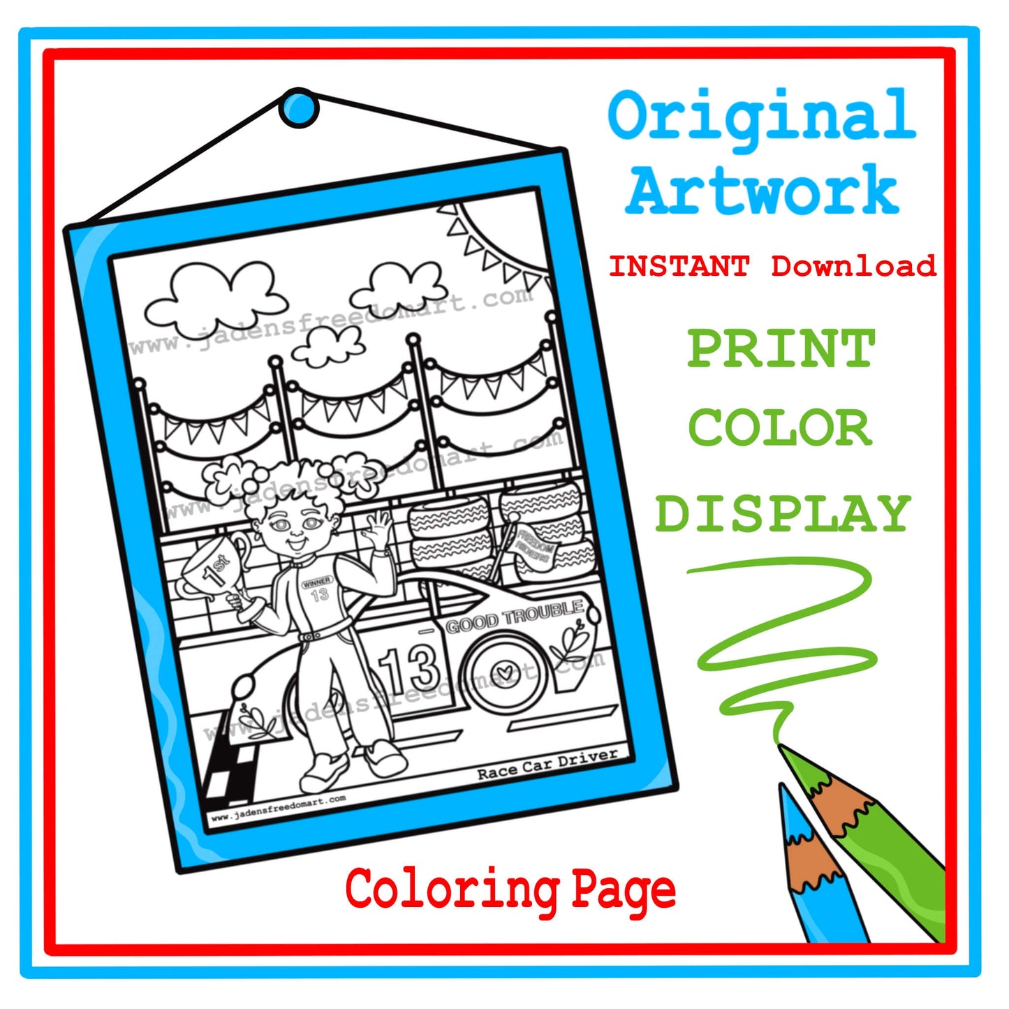 African American Female Race Car Driver Coloring Sheet Activity Quiet Time Fun School Empowerment for Girls