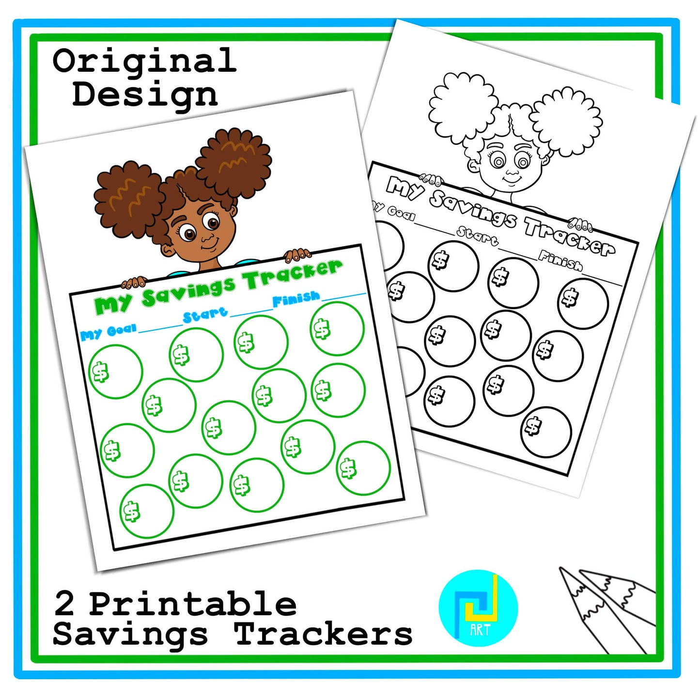Savings Tracker for Kids Printable Savings Challenge Worksheet Digital Download Coloring Page