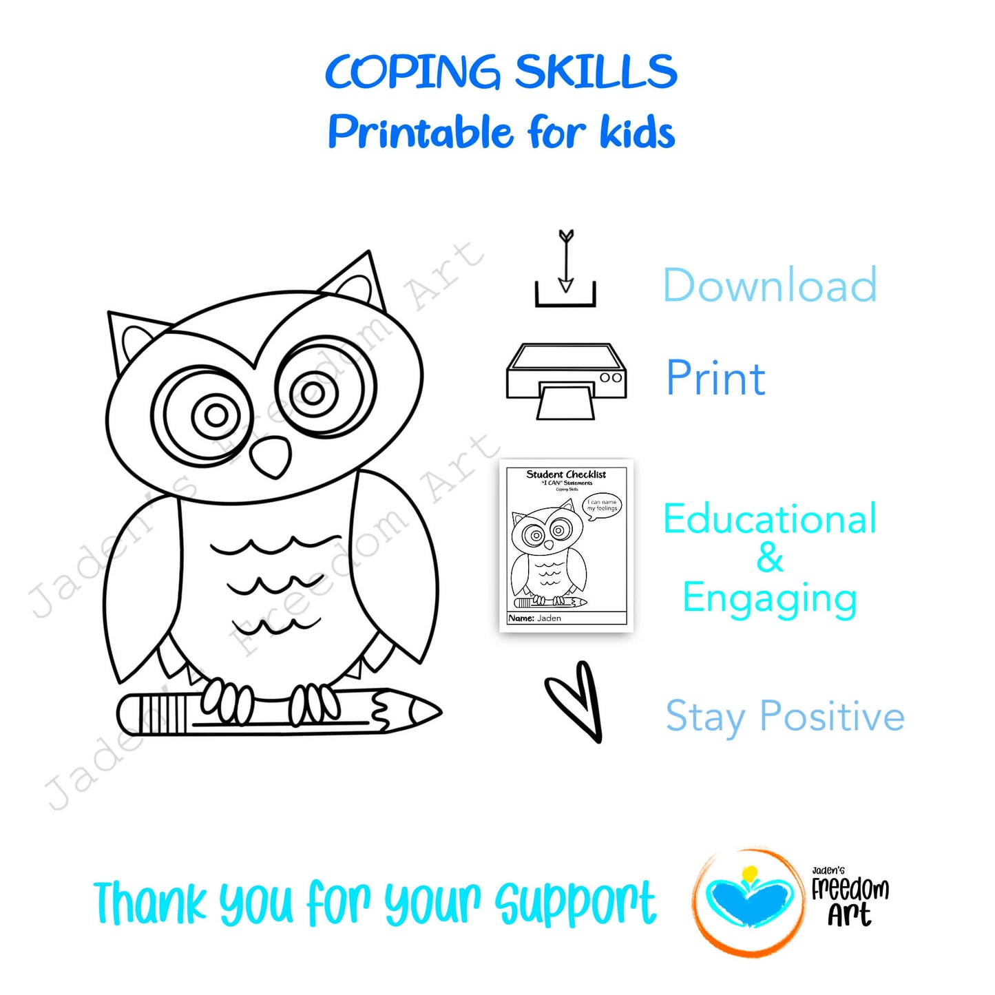 Printable SEL Coping Skills Worksheets Coloring Pages Grades 3–6 Self-Regulation Tools Emotional Check-ins Mindfulness