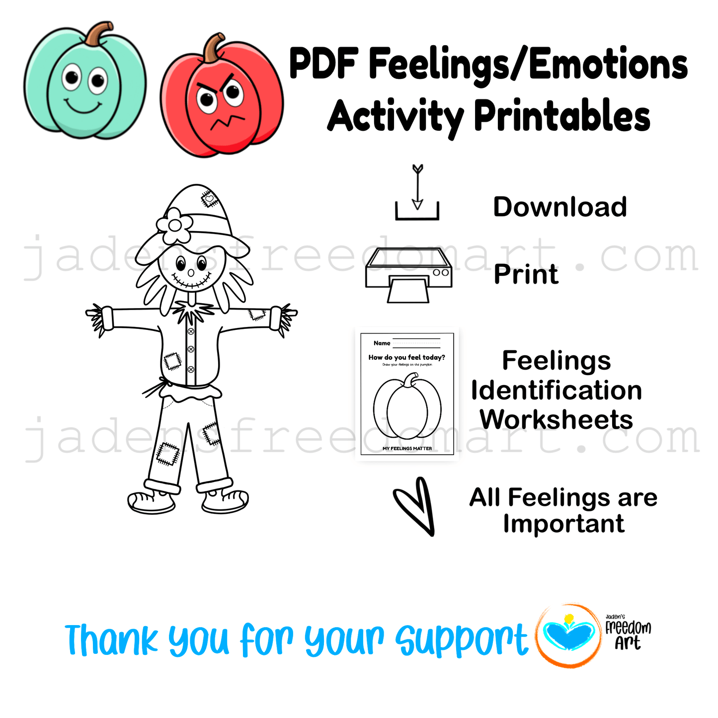 Fall Feelings Activities Pumpkin Themed SEL Pack Emotions Identification Worksheets Flashcards Kindergarten 1st and 2nd Grade