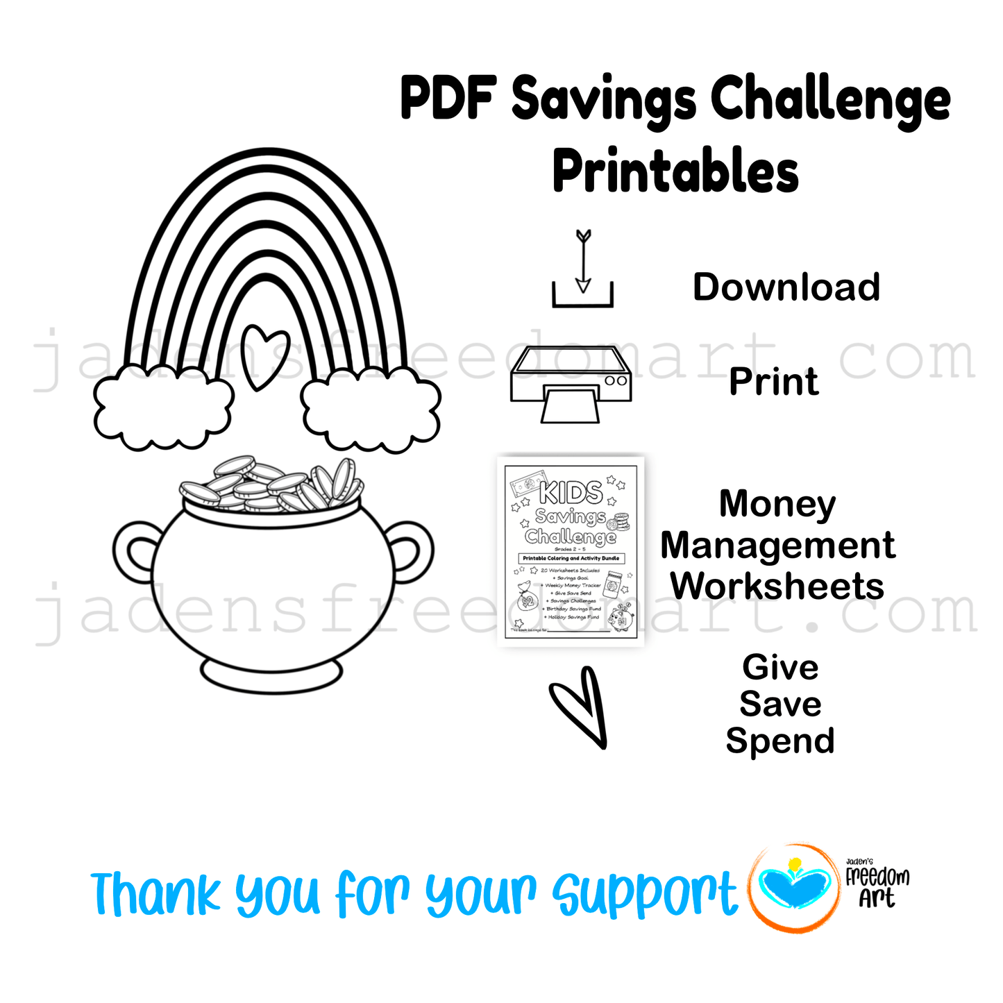 Kids Money Savings Challenge Activity Workbook 20 Financial Literacy Coloring Worksheets Save Give Spend Tracker Grades 2-5 Bonus