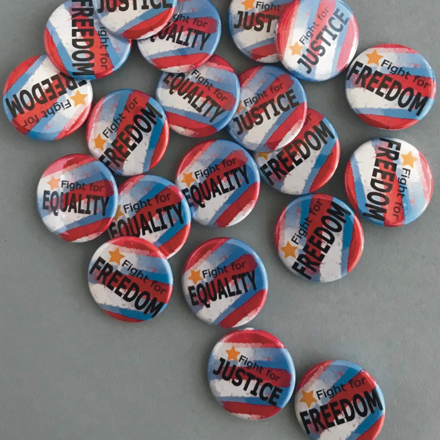 Fight for Freedom Equality Justice Pinback Buttons Set of 3 Protest Buttons Educational Backpack Pins
