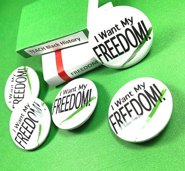 I Want My FREEDOM Black History Pinback Button Badge Inspirational Backpack Pin School Educational