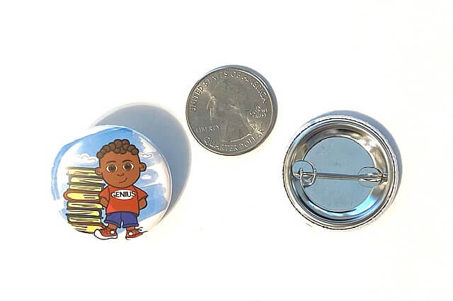 Genius Boy Books African American Boy Reading Pinback Badge School Backpack Pin Book Lovers Pin