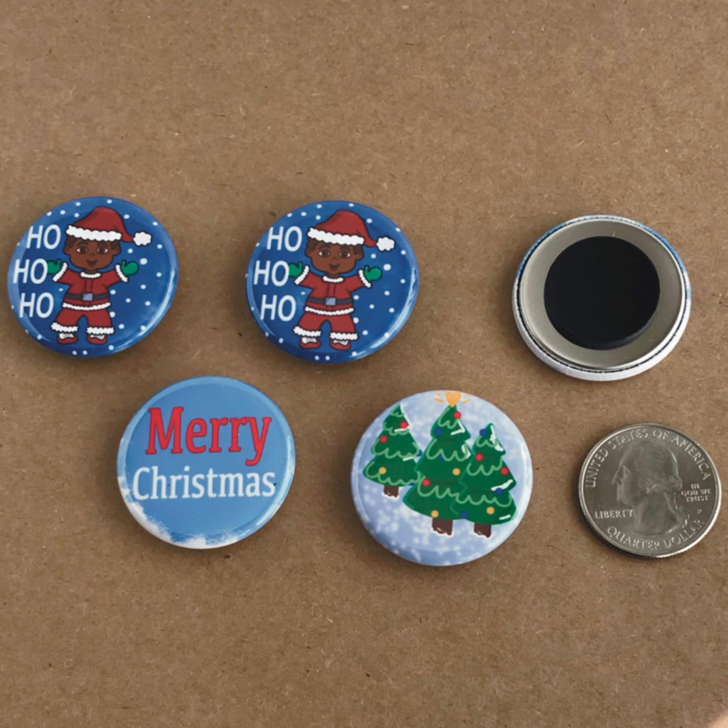 Christmas Holiday Magnet Set of 4 Craft Embellishment Set Seasonal Festive Magnets Stocking Stuffer
