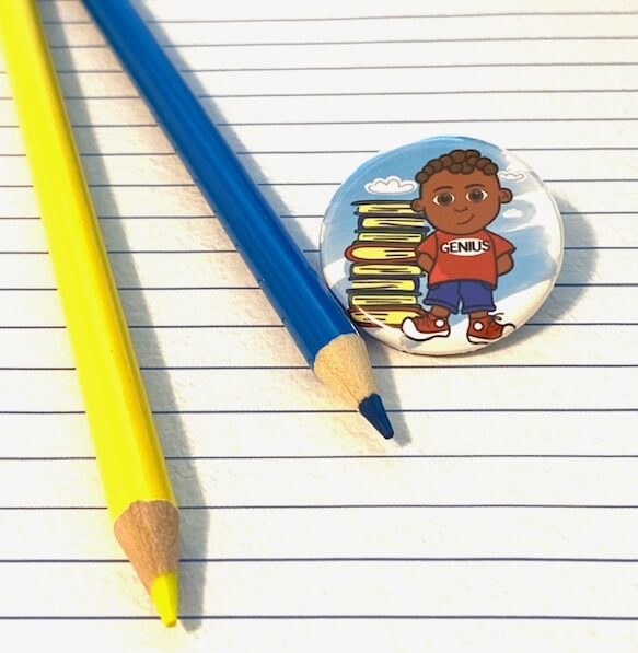 Genius Boy Books African American Boy Reading Pinback Badge School Backpack Pin Book Lovers Pin
