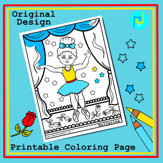 African American Ballerina Coloring Page Printable PDF