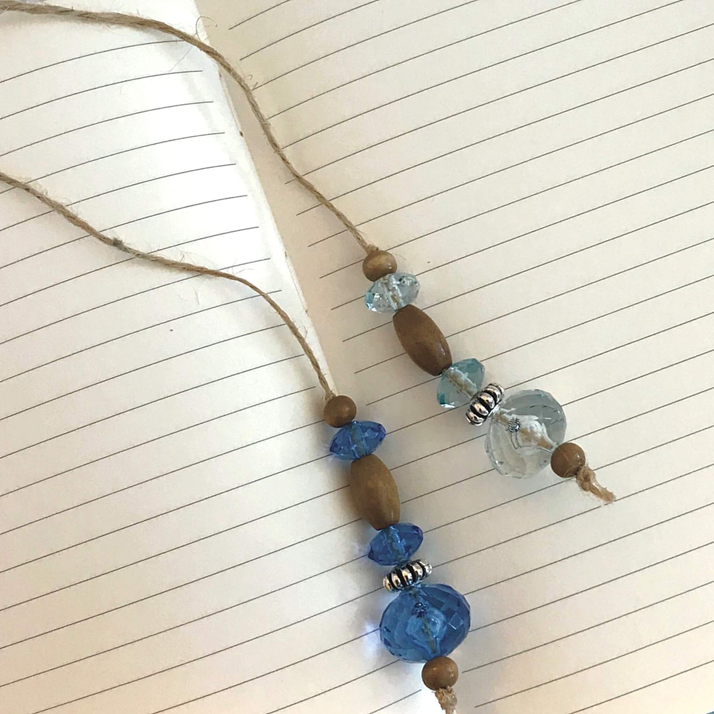 Glass Wood Beaded Handmade Thong Bookmark Reader Gift  Booklovers