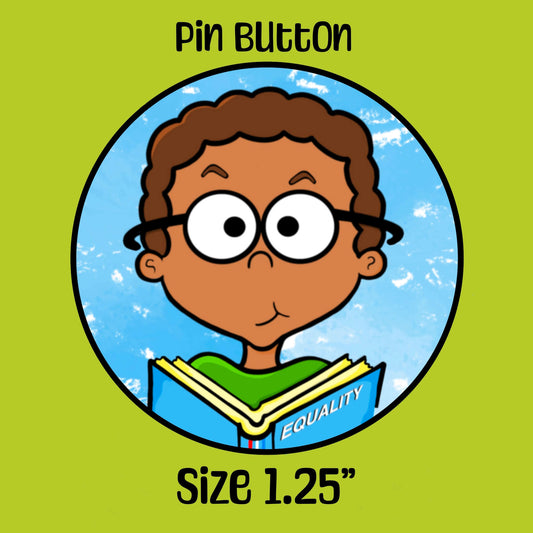 Boy Reading Book Educational School Backpack Pin Button Book Lovers Pin African American Kid