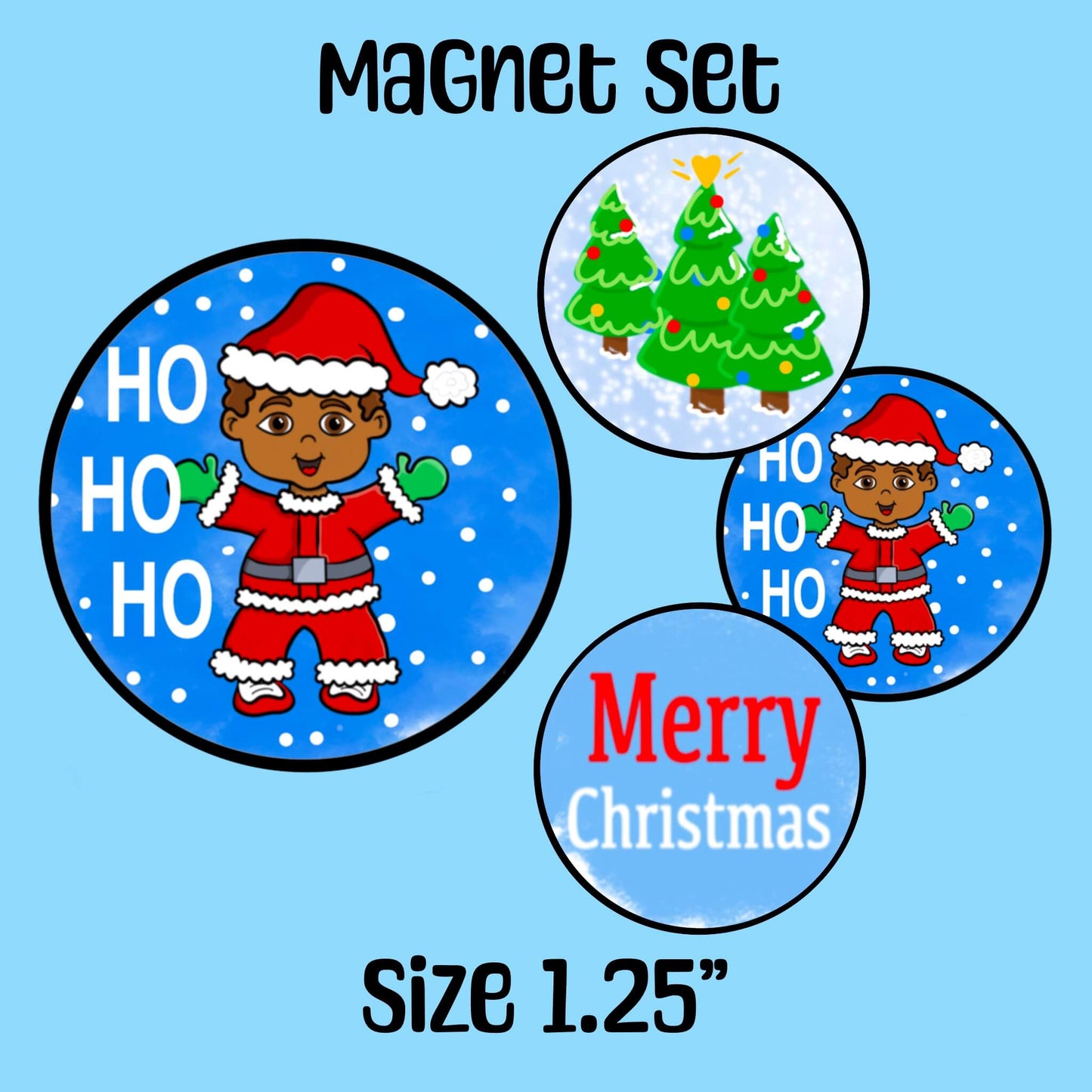 Christmas Holiday Magnet Set of 4 Craft Embellishment Set Seasonal Festive Magnets Stocking Stuffer