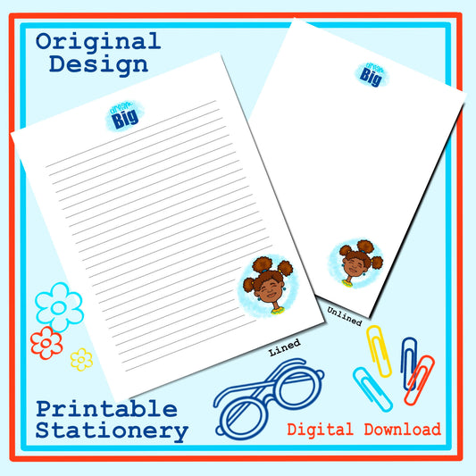 Dream Big Printable Stationery Set Lined and Unlined Notetaking Drawing Letter Writing