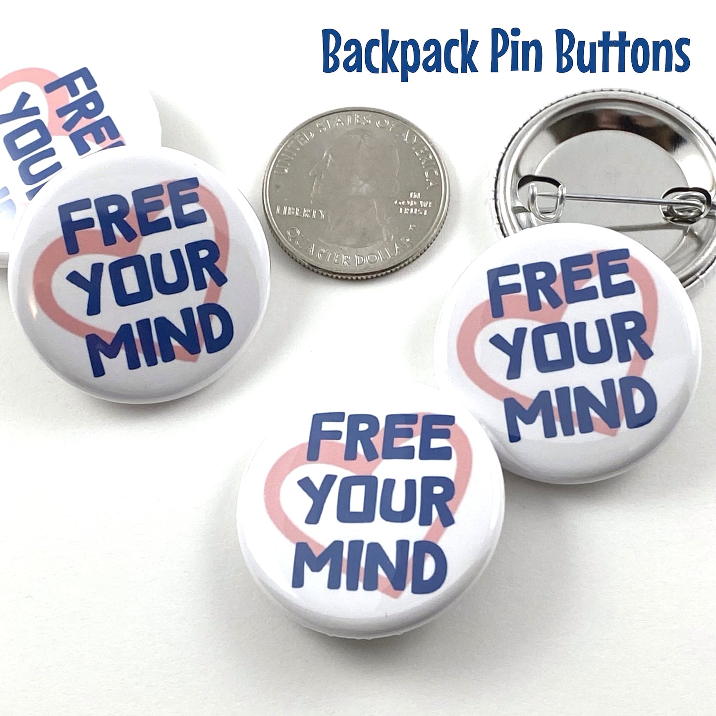 Motivational Buttons Free Your Mind Backpack Pins 1.25 Inch Inspirational Pin Buttons Positive Thinking Pinback Buttons