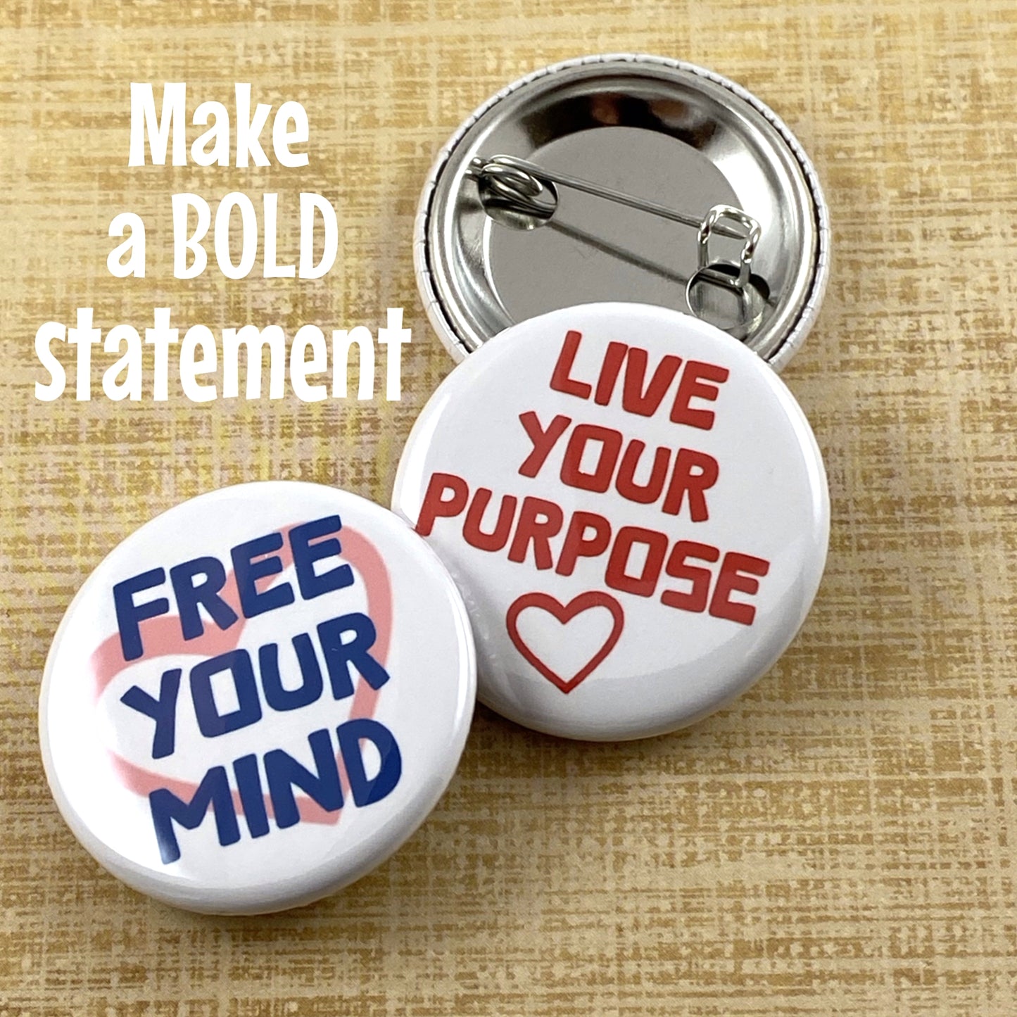 Motivational Buttons Free Your Mind Backpack Pins 1.25 Inch Inspirational Pin Buttons Positive Thinking Pinback Buttons