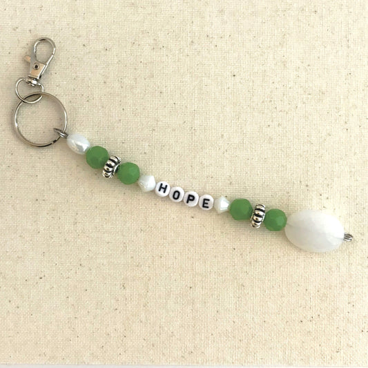 Glass Beaded Handmade HOPE Keychain Bag Charm Planner Charm