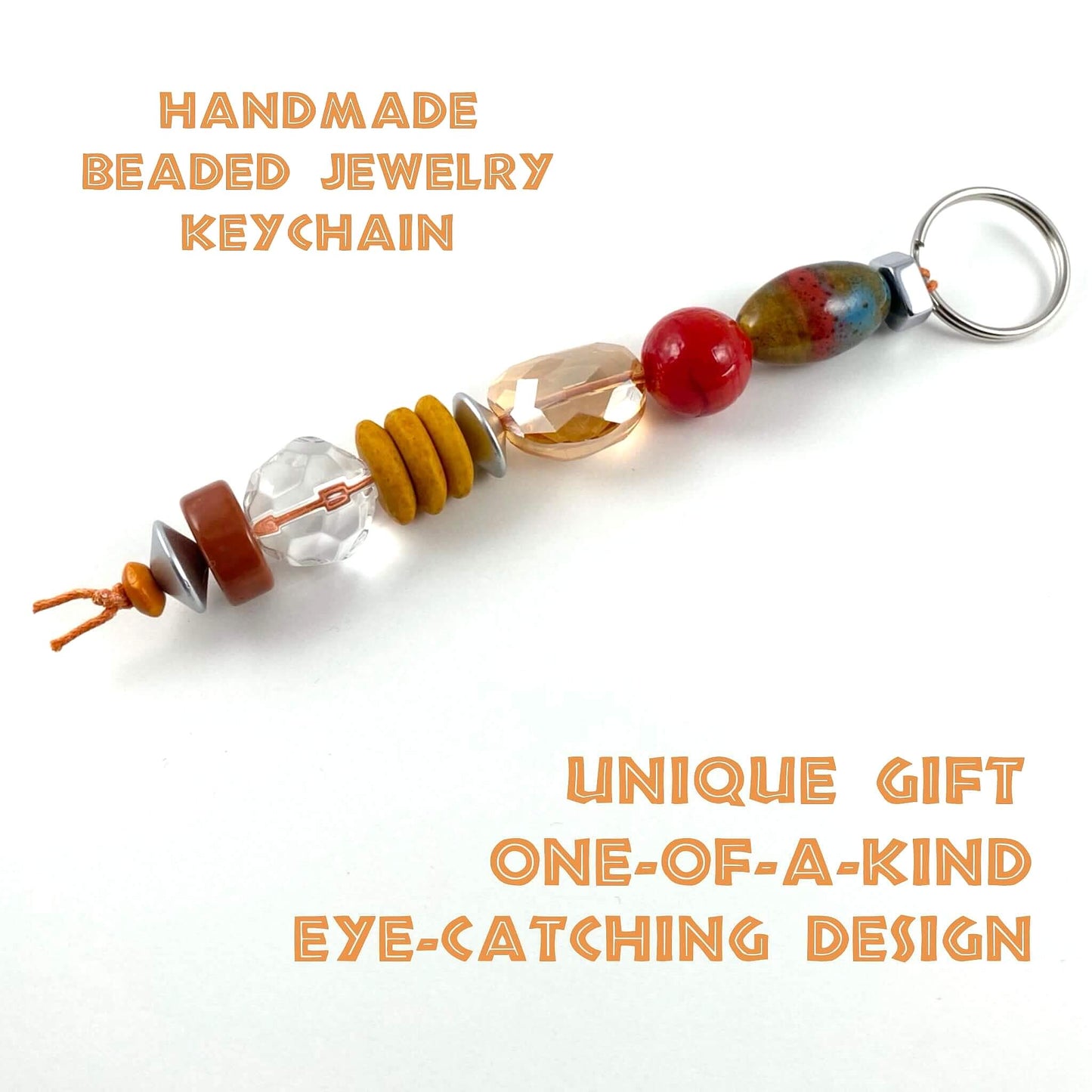 Jewelry Beaded Handmade Keychain Glass Metal Beads Purse Charm Backpack Accessories Planner Charm