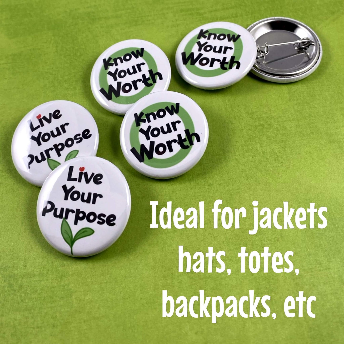 Know Your Worth Inspirational Pinback Button Badge Backpack Jacket Accessories 1.25 Buttons Positive Thinking
