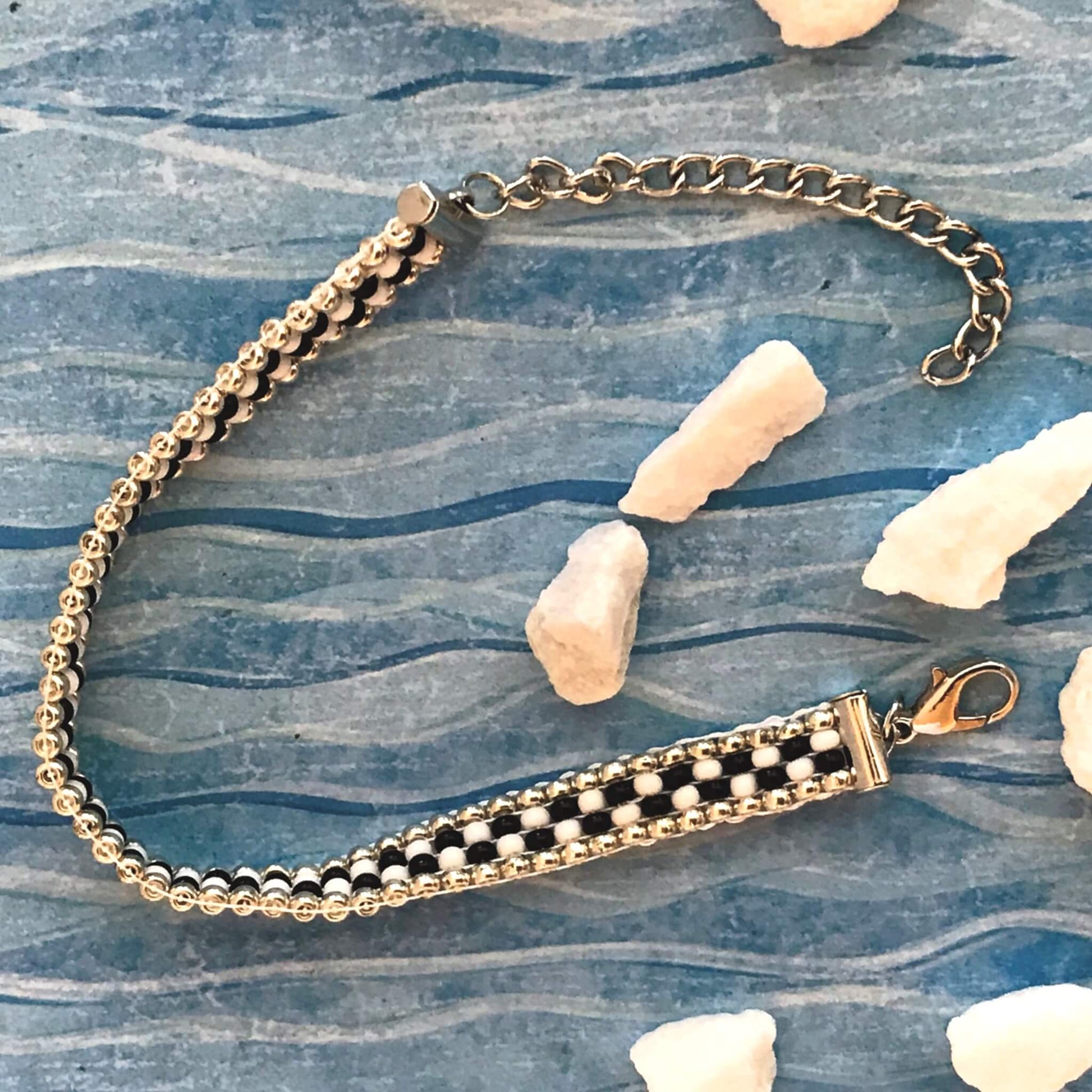 Adjustable Czech Glass Seed Bead Loom Bracelet, Handmade Beaded Bracelet