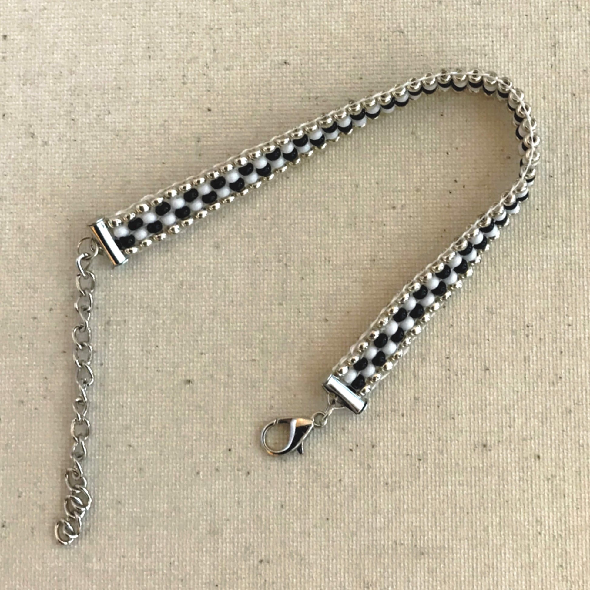 Adjustable Czech Glass Seed Bead Loom Bracelet, Handmade Beaded Bracelet