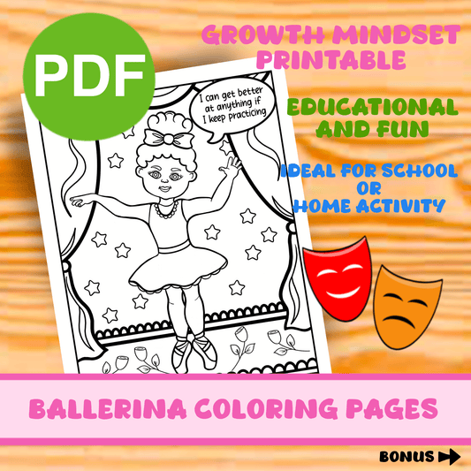 Ballerina Coloring Page Classroom Printable Growth Mindset Affirmation Statements Fun Activity Homeschooling Grades 3-5 Instant Download