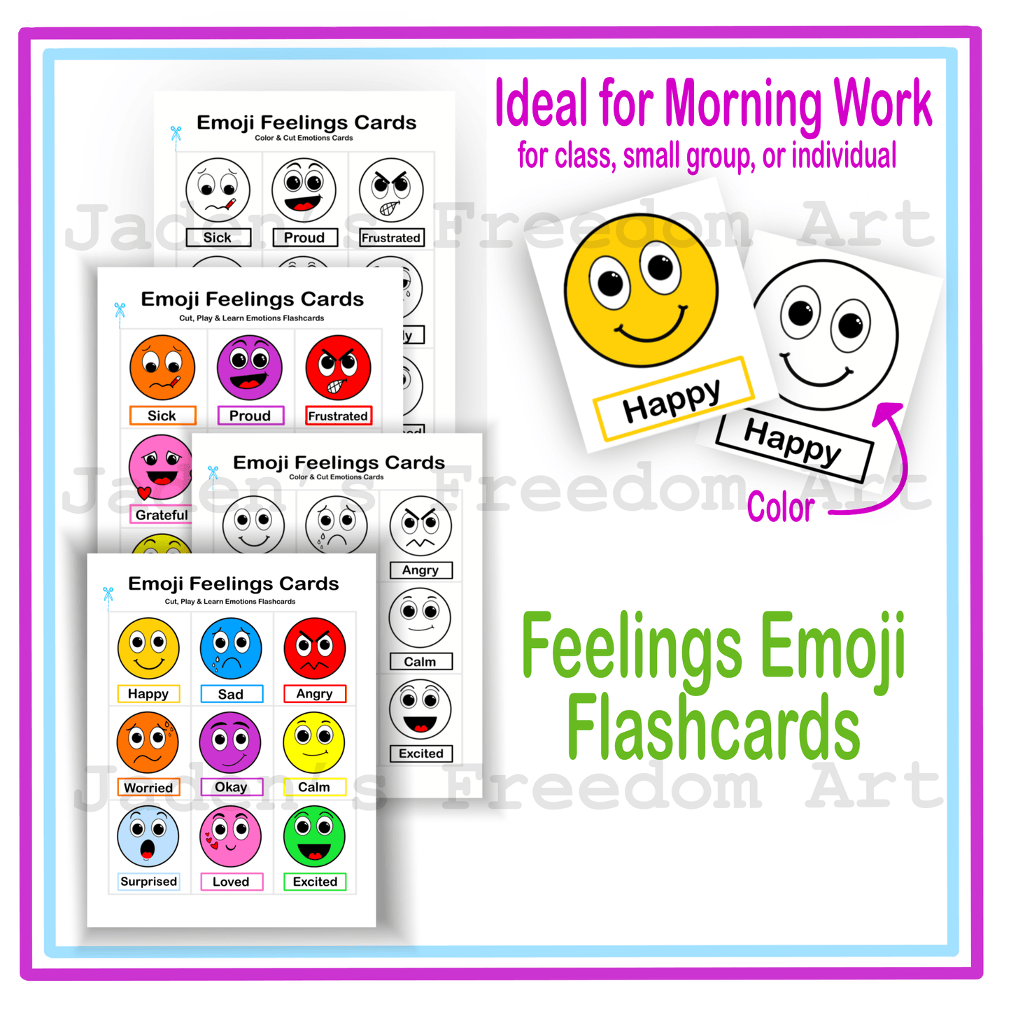 18 Emotion Flashcards Kids Social Emotional Learning SEL Printables Preschool Feelings Cards Emotion Regulation Emotion Matching Activity Grades 1-2
