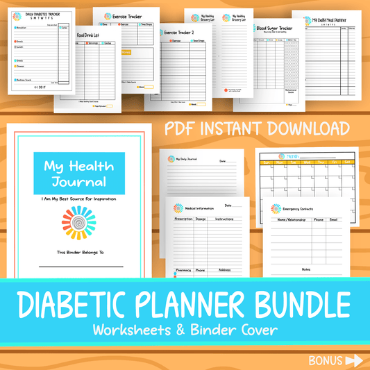 Diabetes Management Printable Tracker Blood Sugar Carb Counting Meal Logs for Patients Healthcare Providers A1C Support Water Calories Log Pages