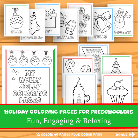 Christmas Coloring Pages for Preschool Holiday Coloring Activities Fine Motor Skills Classroom Home Quiet Time