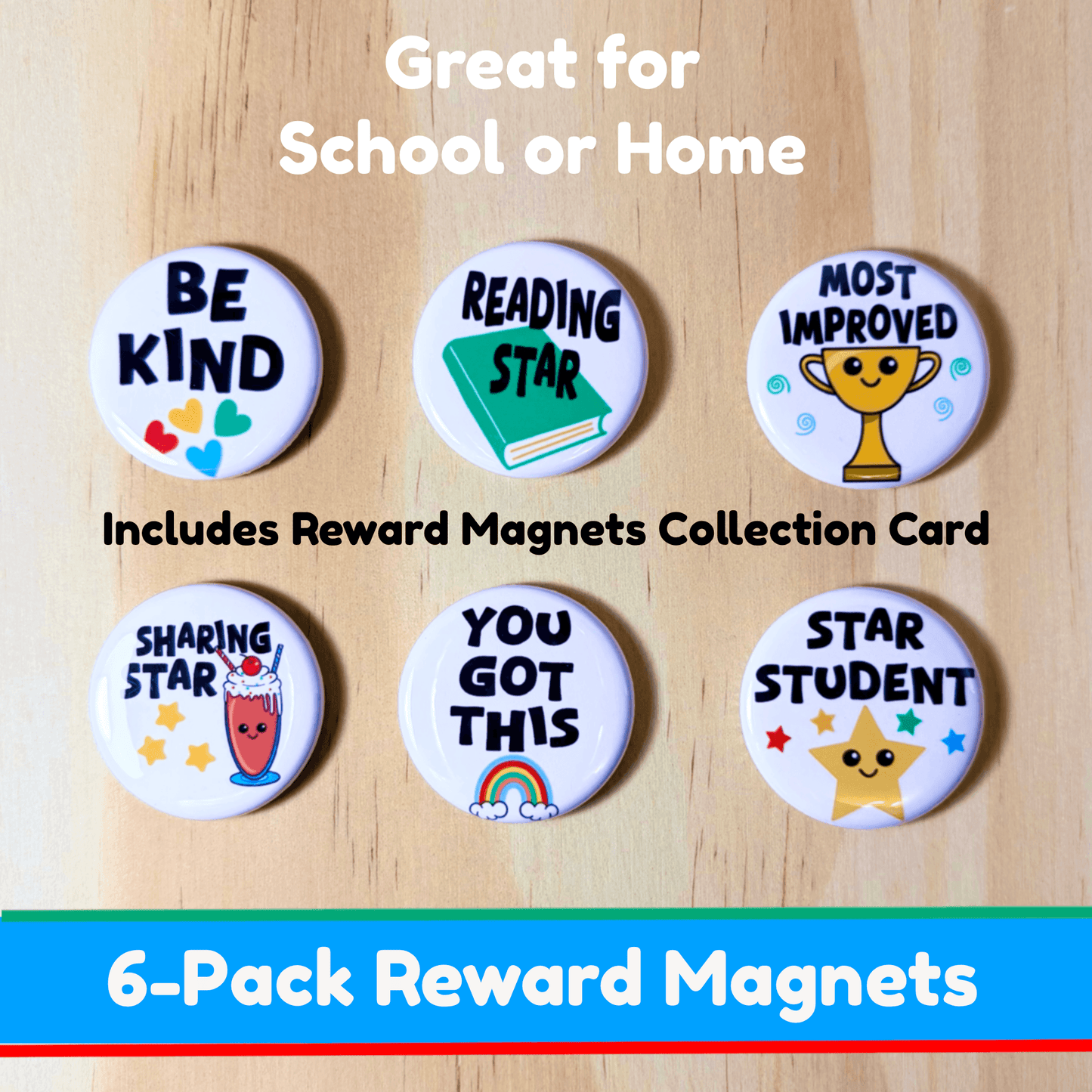 6-Pack Positive Behavior Student Reward Magnets  Achievement Collection Card Elementary Students Positive Behavior Classroom Motivation