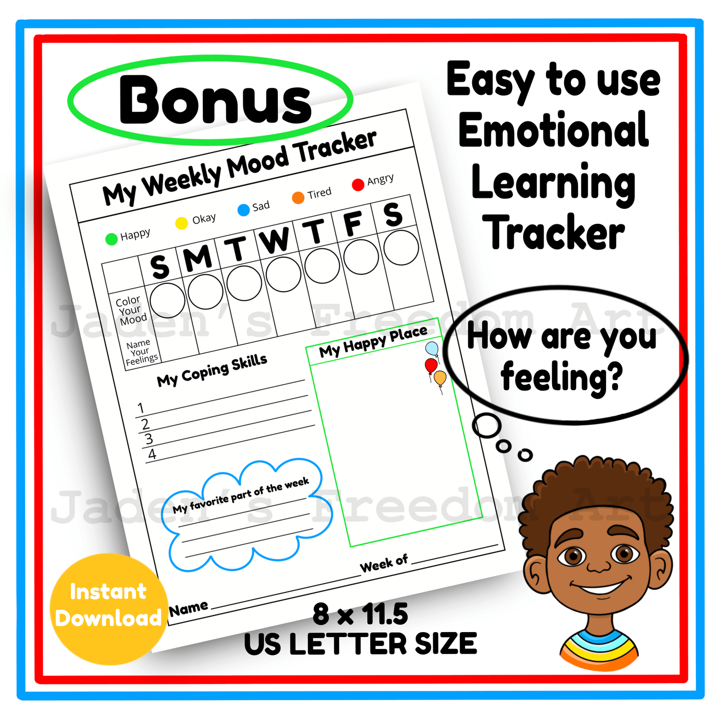 Daily Feelings Check-In Worksheet SEL Morning Meeting Activity Emotions Chart for Kids Grades K–3 Coping Skills Self-Awareness